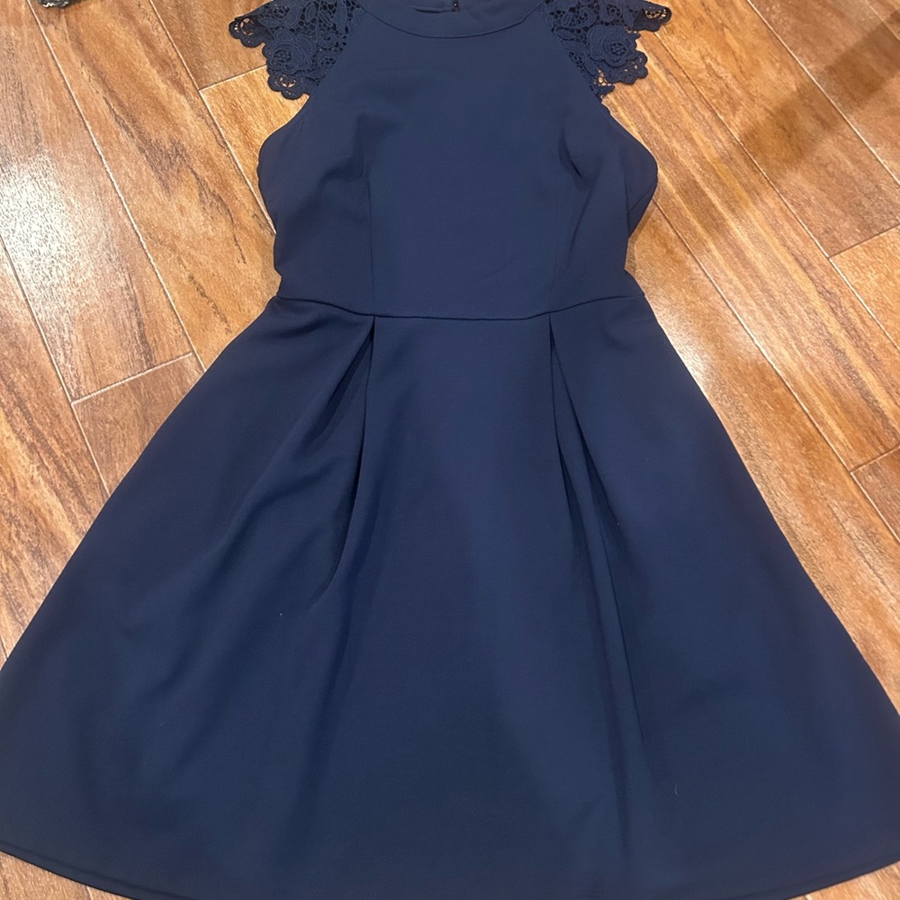 Speechless Midnight Blue Dress with Lace